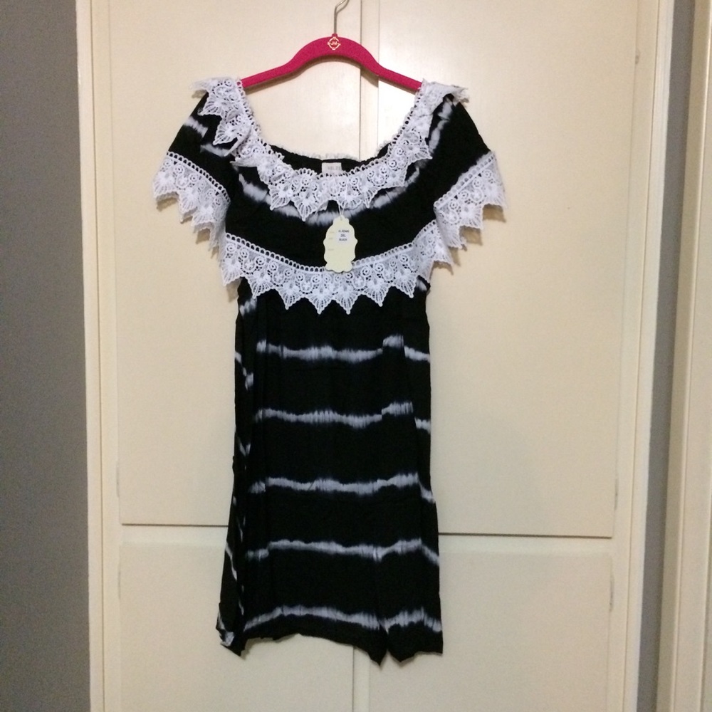 NWT Black Off-The-Shoulder Tie Dye Plus Size Dress - Picture 3 of 8